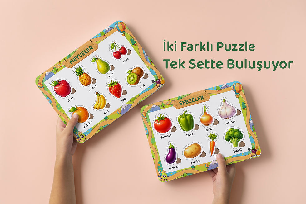 Küçük resim: Ahşap Türkçe Eğitici ve Öğretici 2'li Bul-tak Seti - Meyveler ve Sebzeler