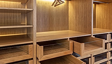 Wooden Custom Cabinets Along Wall