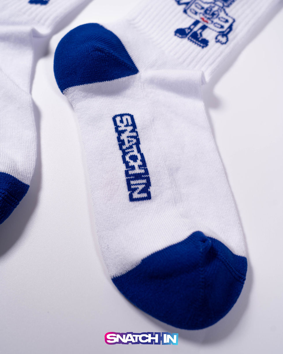 Thumbnail: snatch-in, socks, calze, blue, pink, flag football, pop, up, pop&up, funny socks, flag football socks