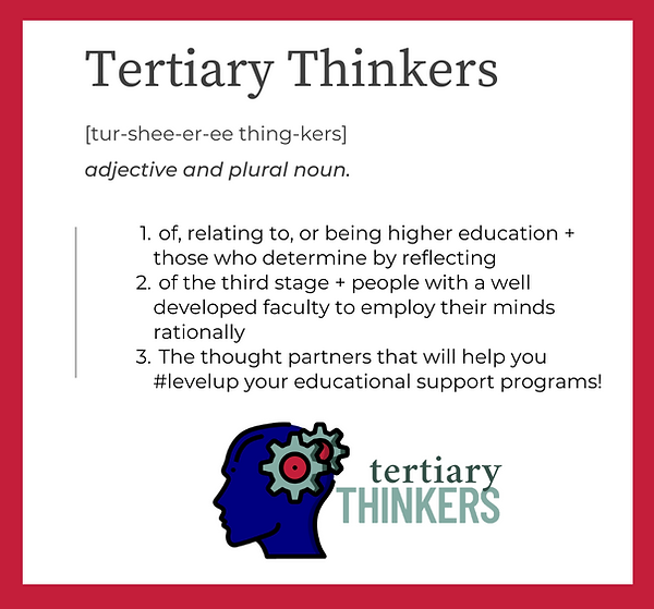 Tertiary Thinkers definition - we are the thought partners that will help you level up your educational support programs!