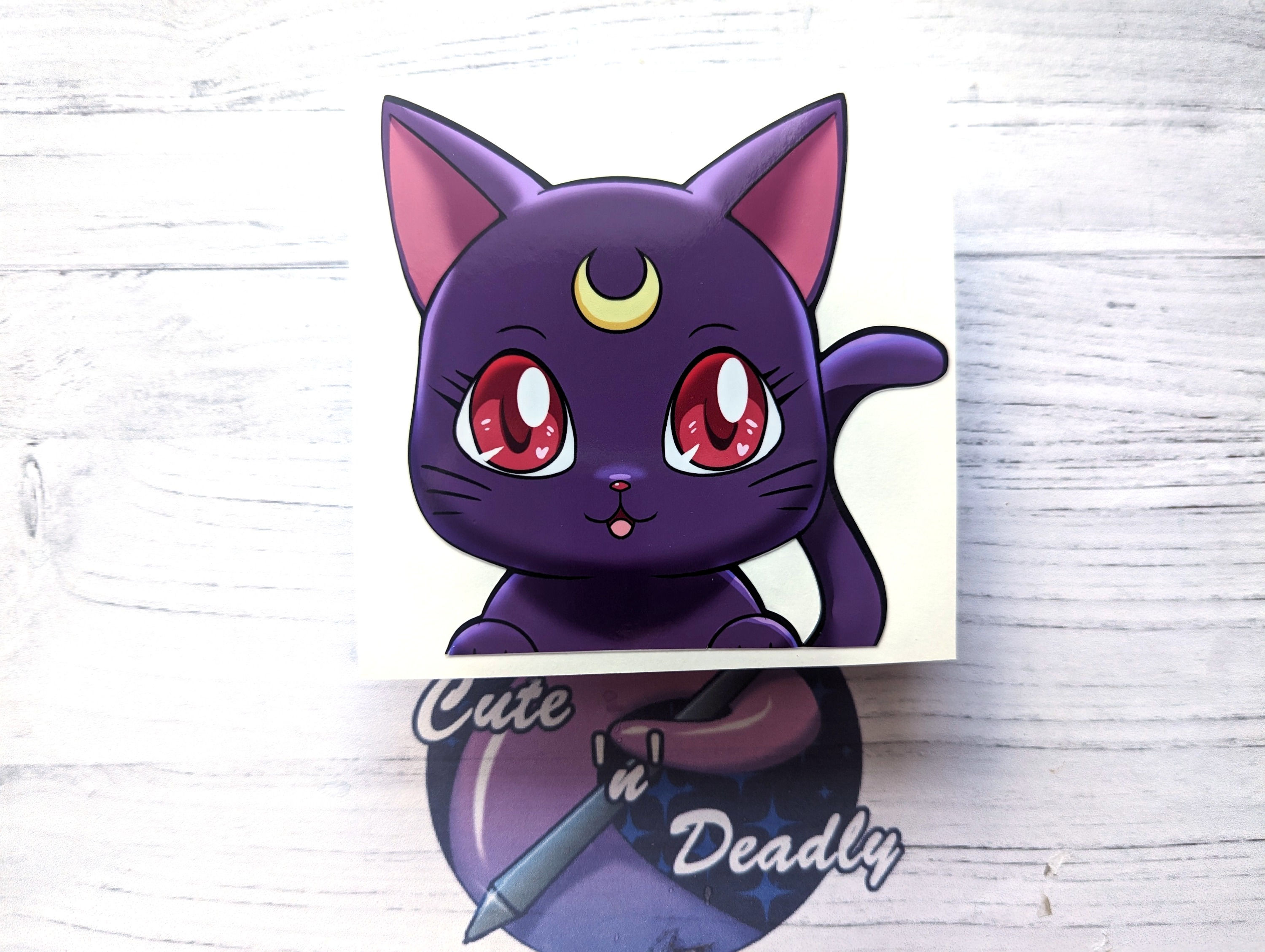 Magical Girl Cat Anime Cute Peeker Decal