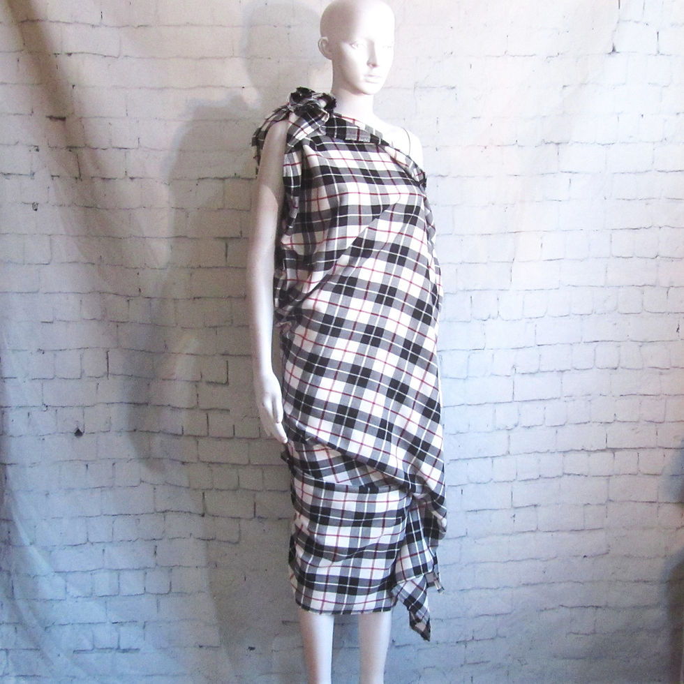 Thumbnail: BROKEN MIRROR dress in white premium tartan *wear two ways