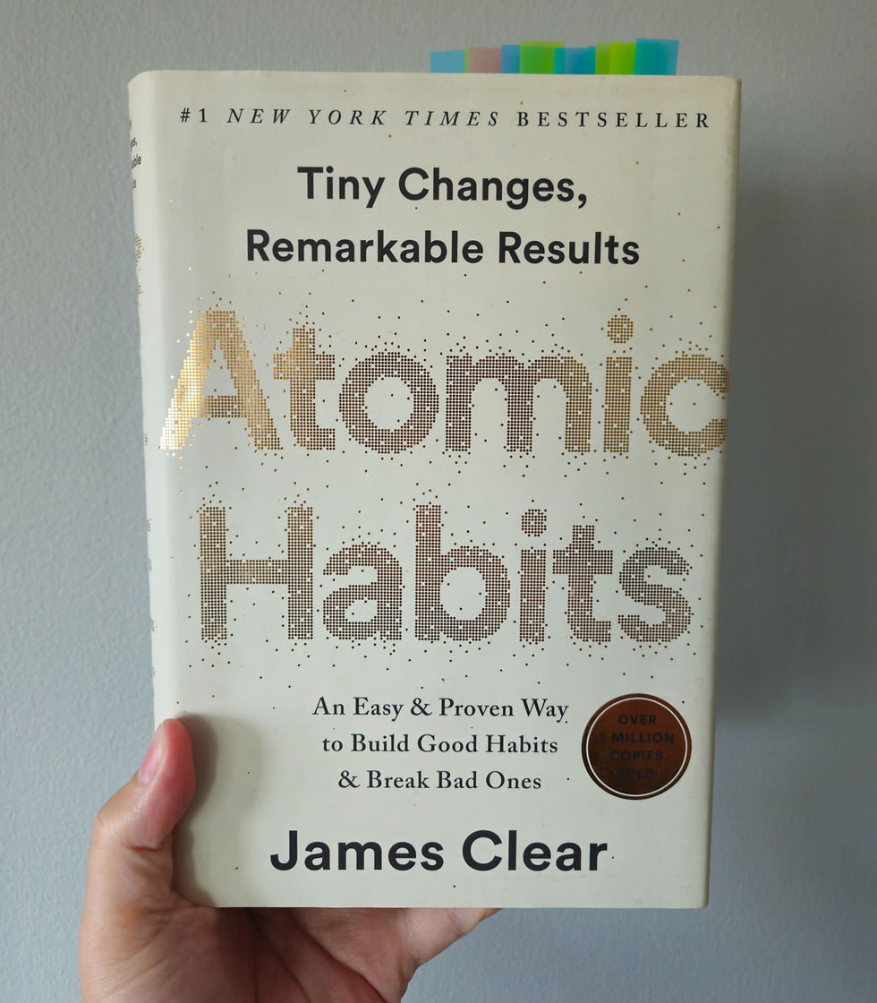 A copy of Atomic Habits by James Clear