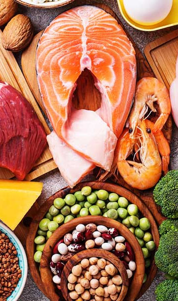 Array of proteins and meats