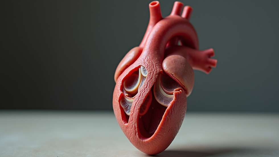 Close-up view of a heart model illustrating the anatomy of the heart