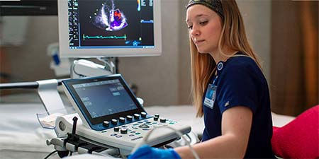 Woman performing scan
