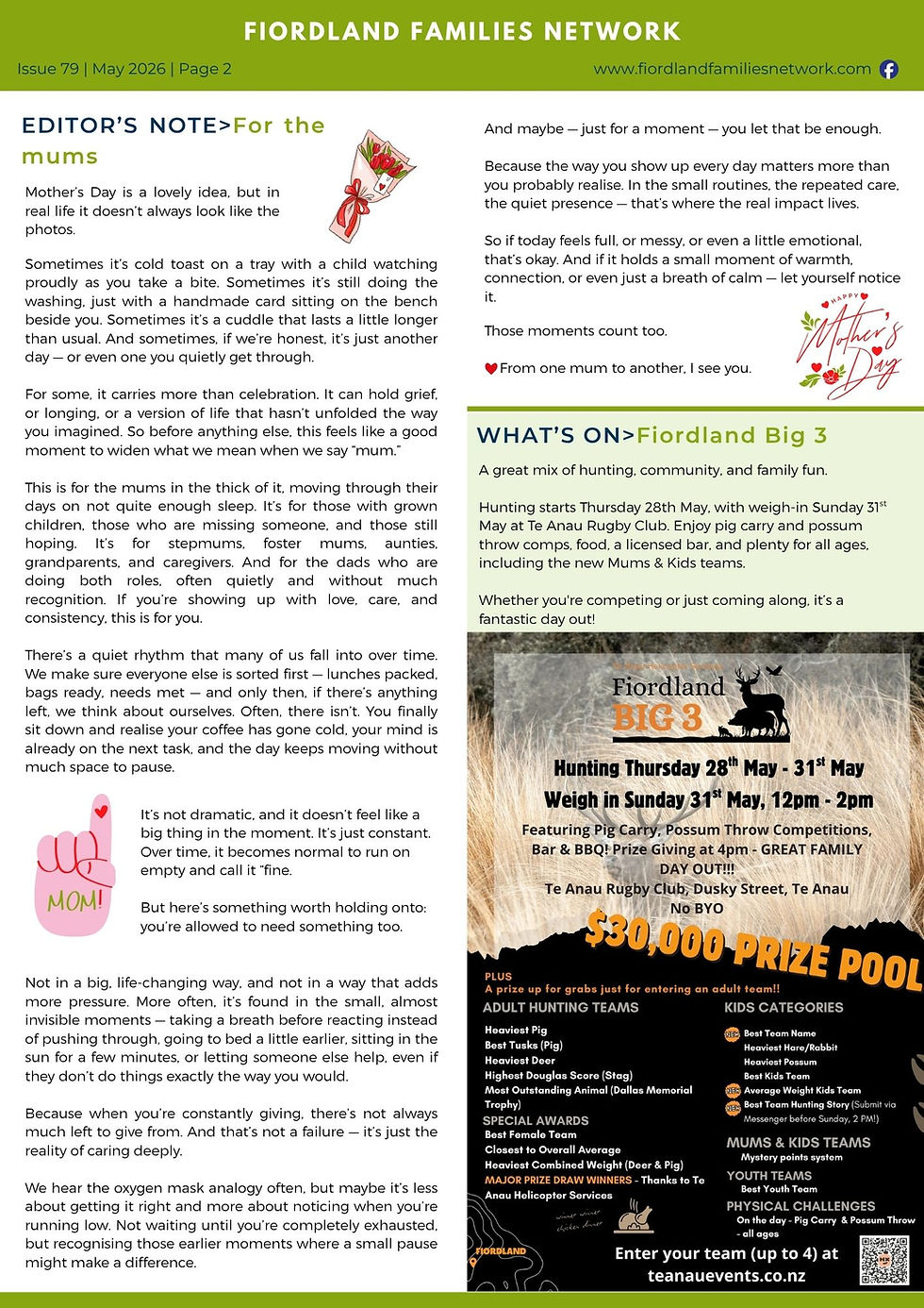Fiordland Families Newsletter Issue 79 - May 2026