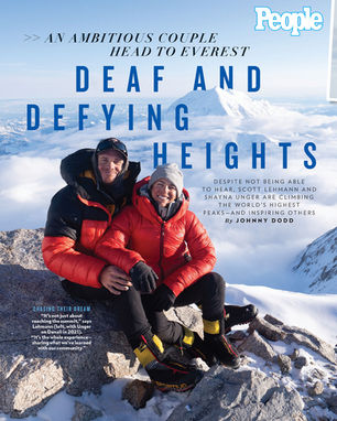 Screenshot of People Magazine article titled 'Deaf and Defying Heights' with a link to the full article.