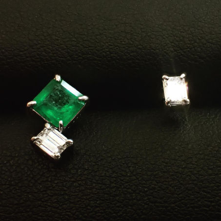 【ジュエリーリフォーム製作実例】エメラルドとダイヤモンドの指輪をピアスにリフォーム致しました。