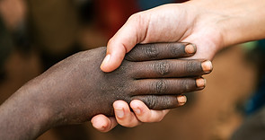 Interracial hands handshake