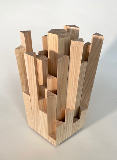 Philippe Leblanc Wood Sculpture in a pentagonal shape representing the Golden ratio