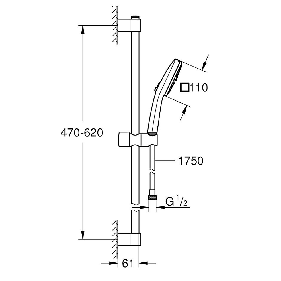 Душевой гарнитур GROHE Tempesta 267482433 Cube 110, 2 режима струи купить в Кишиневе, Молдове, сантехника онлайн