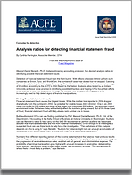 ACFE Analysis ratios for detecting finan