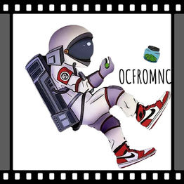 Astronaut wearing Jordan's holding a green object, with visible text reading OCEROMNC.
