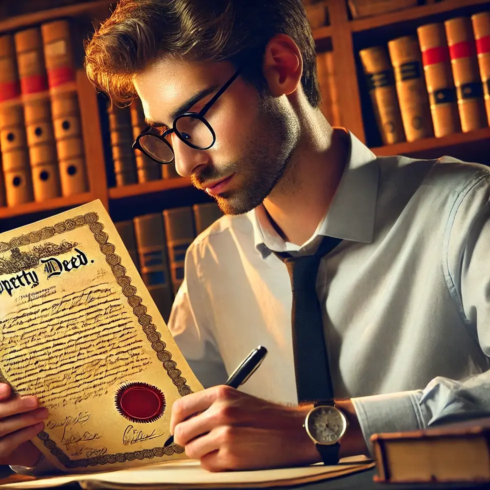 Researching property deeds and records is required in order to determine the correct property boundaries and ownership.
