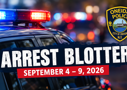 Oneida City Police Department arrest blotter for September 4 through September 9, 2026