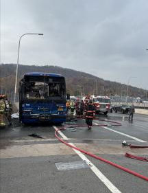 State Police respond to bus fire on Governor Mario M. Cuomo Bridge in Rockland County