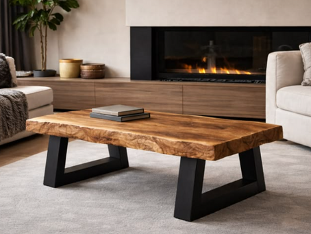 Plateau bords naturels transformé en table basse