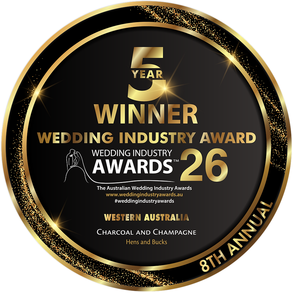 2022 - 2026 WINNERS - Best Hens Events in Perth and Western Australia - Charcoal and Champagne!