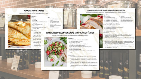 Olive Amelia Recipe card mockups displayed over a kitchen background