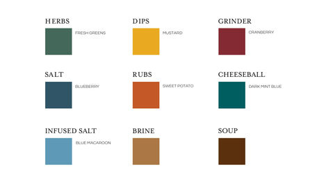Color palette with food-themed names.