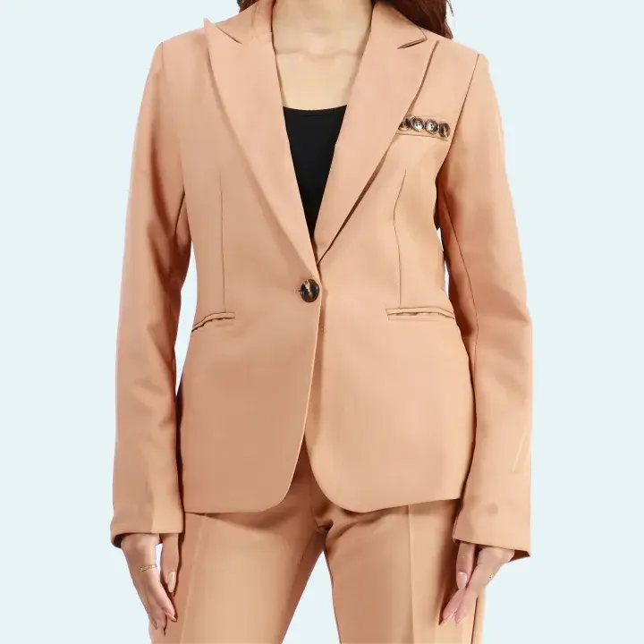 Front view of Boss Lady Light Brown Blazer