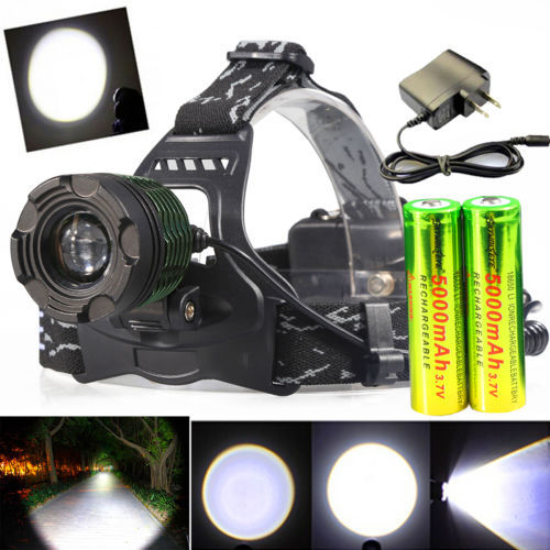 Thumbnail: 10000LM Tactical XM-L T6 LED Headlamp Zoomable HeadLight Lamp + 18650 + Charger