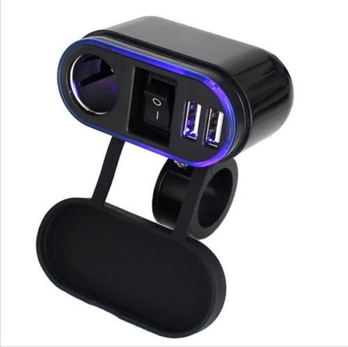 Thumbnail: Motorcycle Bike Cigarette Lighter Power Socket Dual Phone GPS USB Charger
