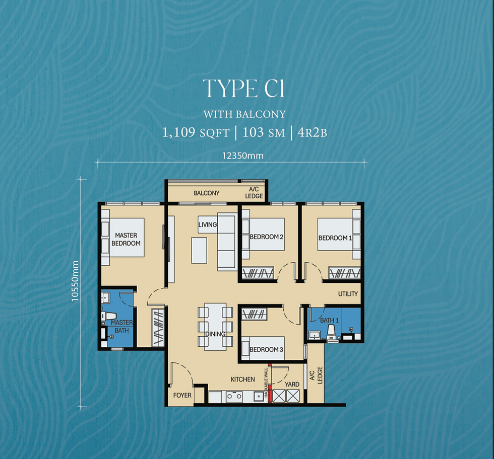 Type C1 1109sf - Rm2900+ Monthly Instalment