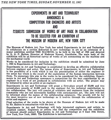 E.A.T. Competition announcement in the New York Times