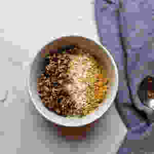 Turmeric Coconut Oats with Walnut Brittle