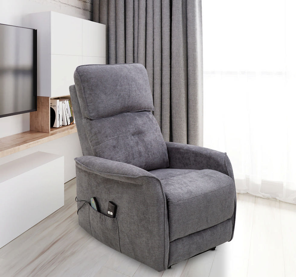 Thumbnail: Electric Massage TV Armchair with Heat Function Fabric Cover Grey