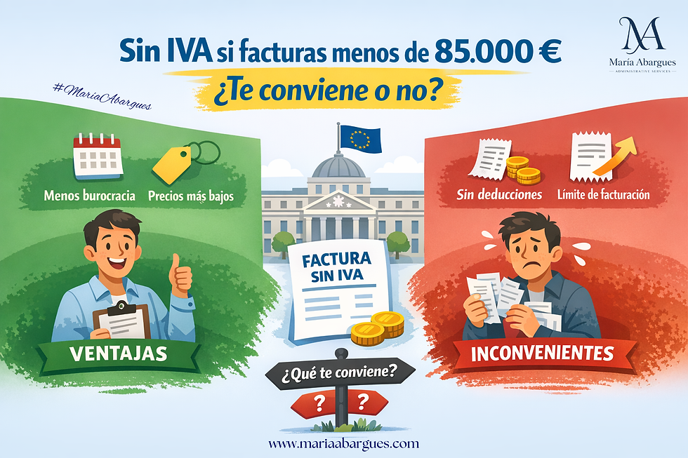 Ventajas y desventajas de facturar sin IVA si tu facturación es inferior a 85.000 €.
