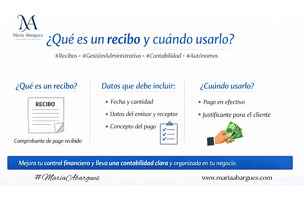 Guía práctica sobre recibos: qué son, datos que deben incluir y cuándo utilizarlos, para mejorar el control financiero en tu negocio.