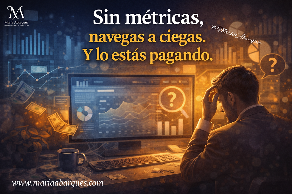 En un entorno de datos confusos y gráficos complejos, un hombre reflexiona preocupado frente a su ordenador. Sin métricas, se enfrenta a la incertidumbre en el mundo empresarial.