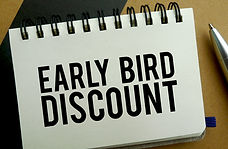 Early bird discount memo written on a no