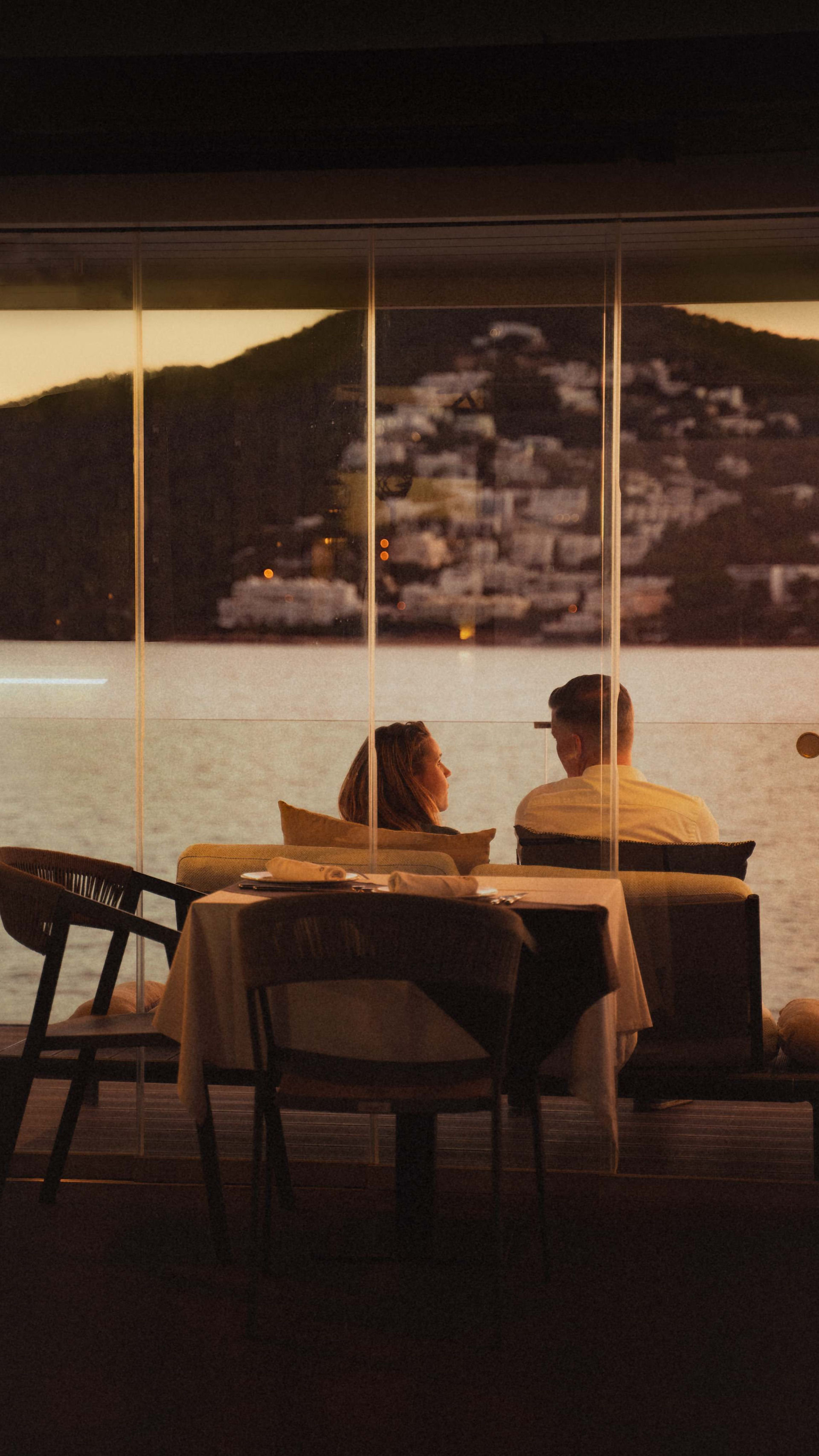 Couple looking over Ibiza Town