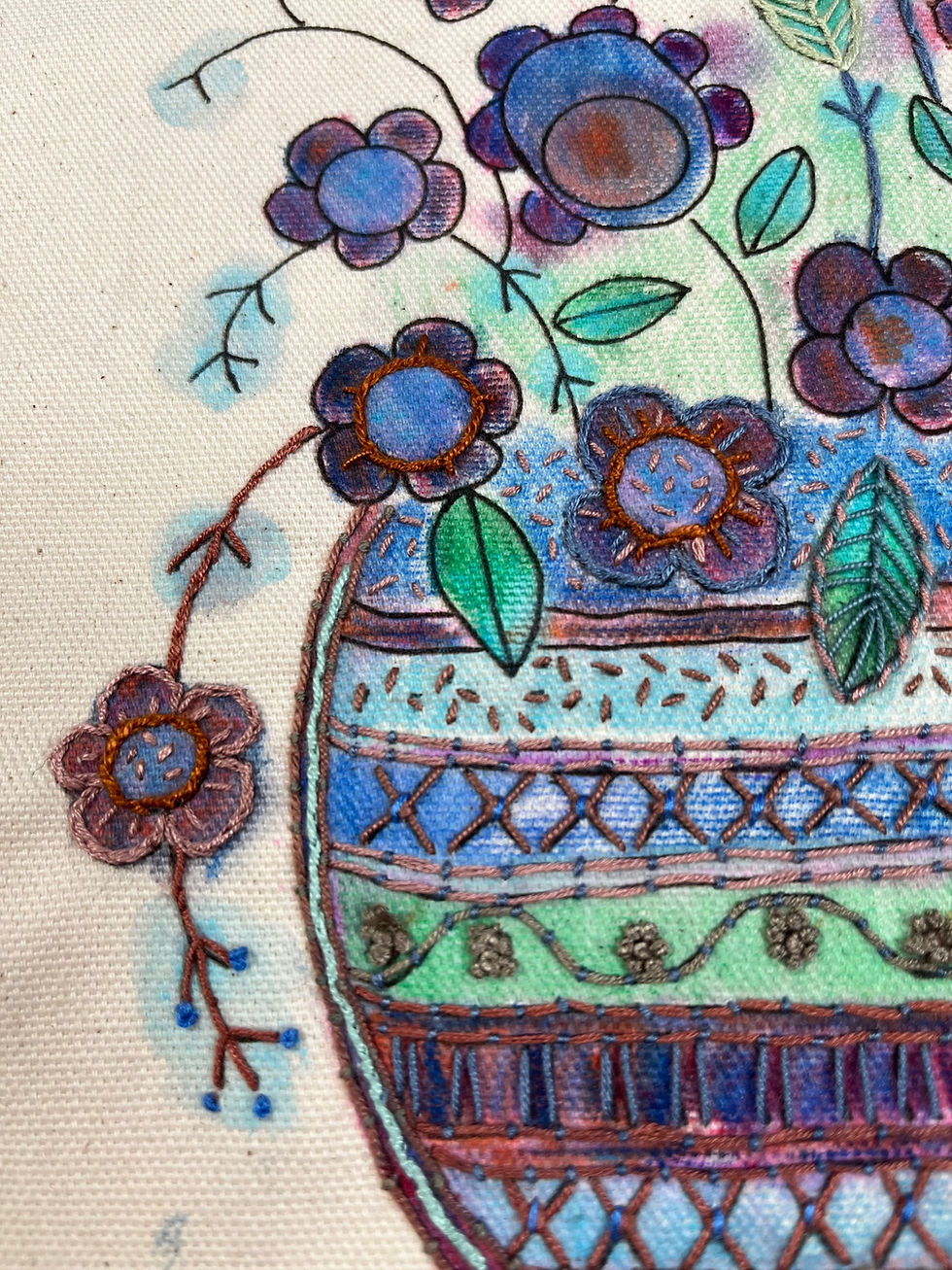 Thumbnail: Watercolour Pencil & Embroidery Kit - Cecily's Flowers