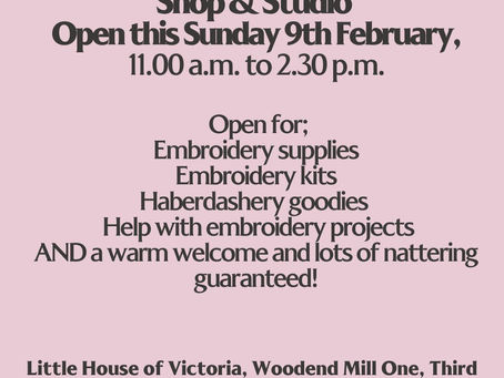 Studio open this Sunday, 9th February, 11am to 2.30 p.m. Pop in, it will be lovely to see you!