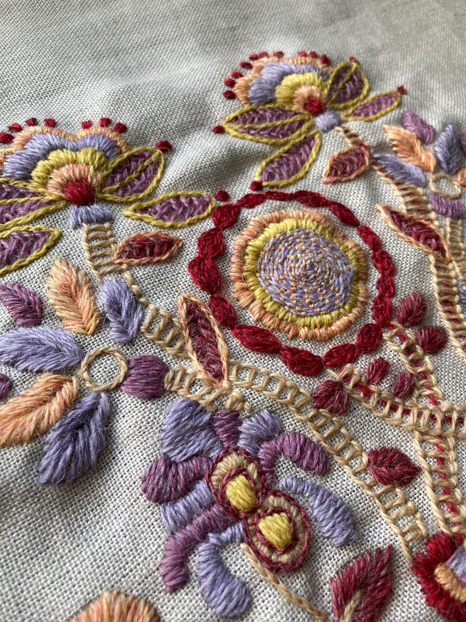 Embroidery Kit with Pure Linen Fabric Panel, Strawberry Sunflower