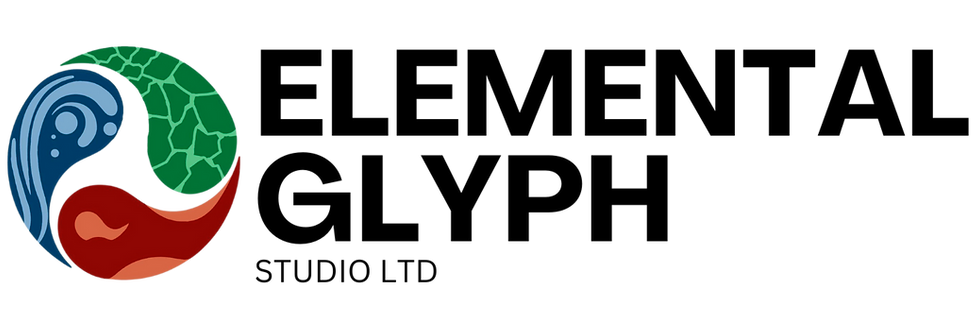 Logo of Elemental Glyph Studio, a UK-based indie game development studio creating immersive indie games like Quick Smith and GamifyLife