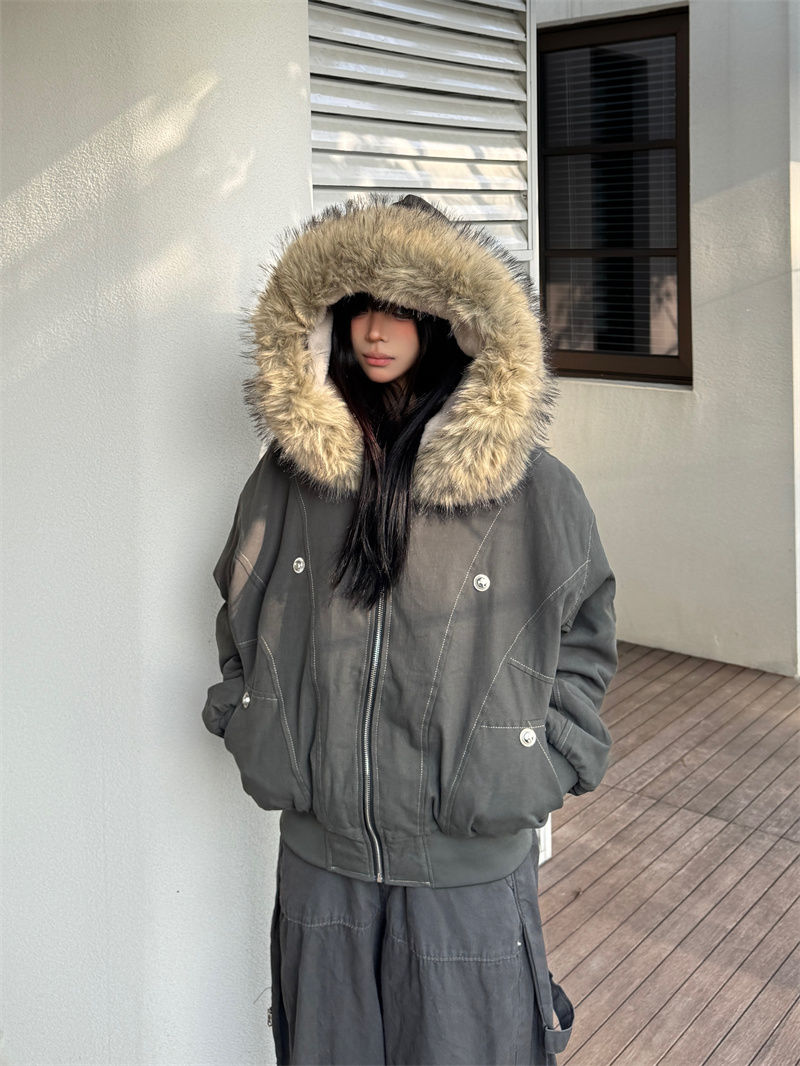 Thumbnail: ZAROY Fur Collar Hooded Parkas 