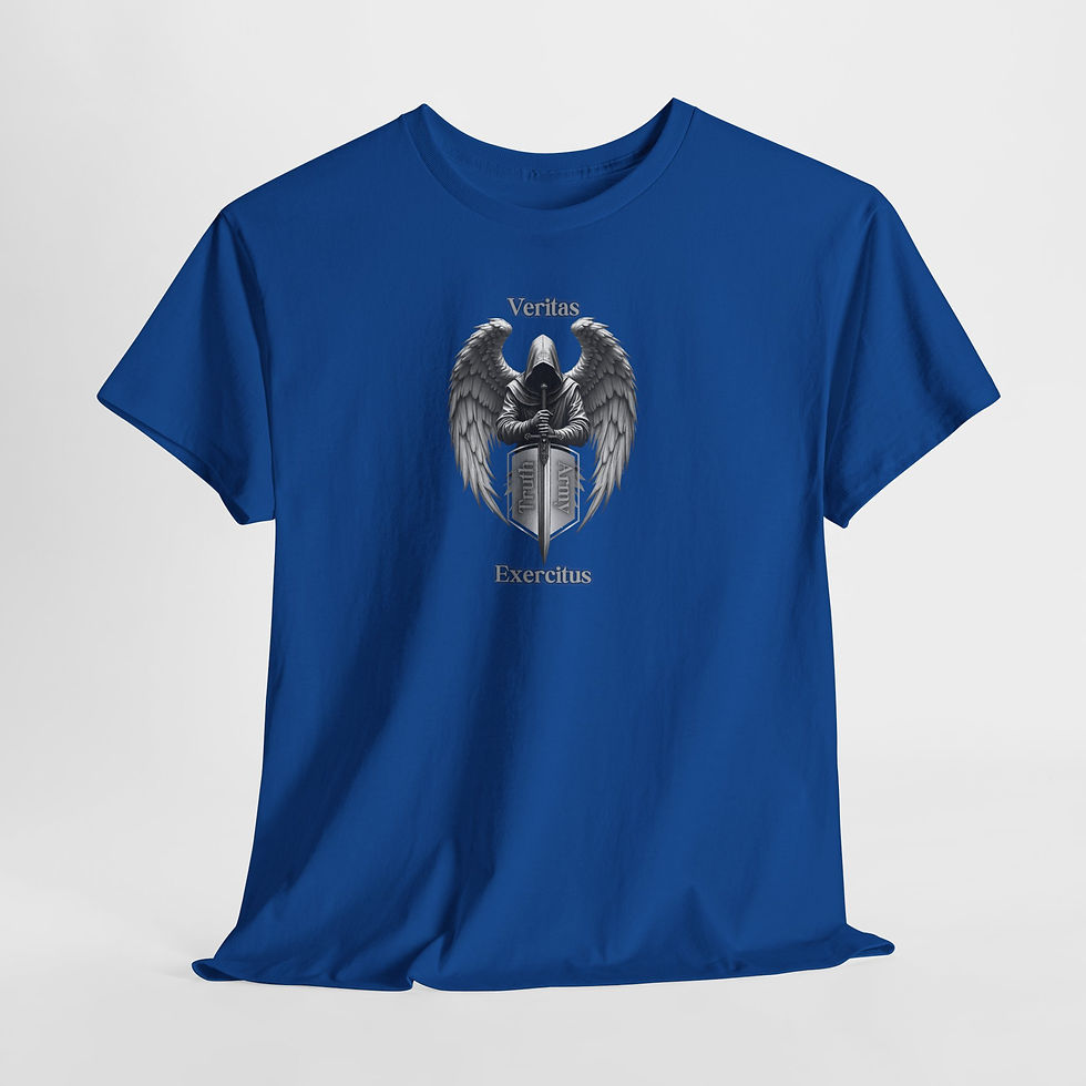 Miniatura: Guardian Angel Shield T‑Shirt  Veritas Exercitus Winged Crest Tee