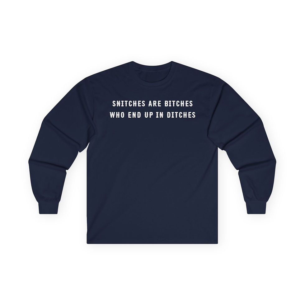 Miniatura: Snitch Are Bitches Long Sleeve Tee — Retro Distorted Graphic