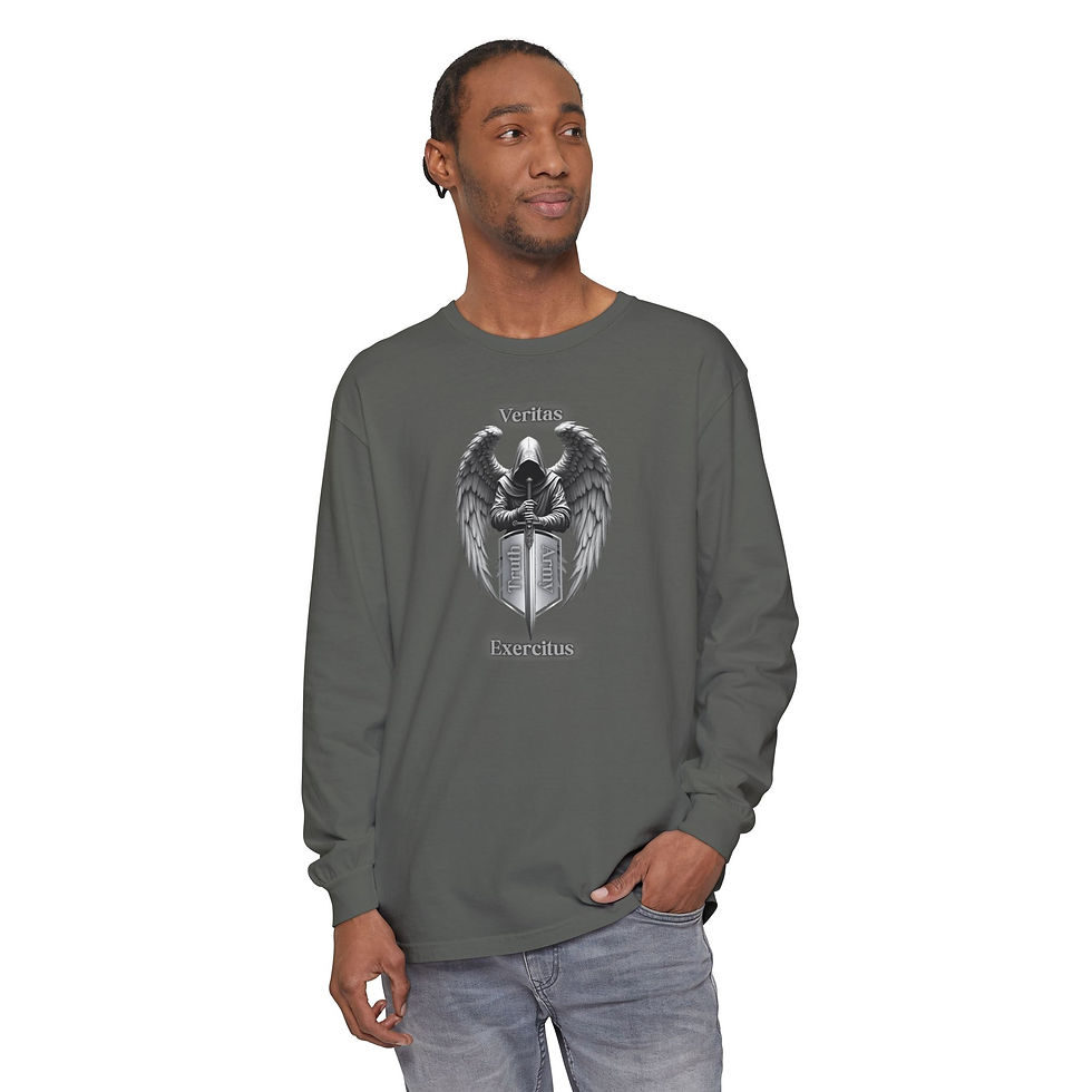 Thumbnail: Angel Shield Long Sleeve Tee Veritas Exercitus Guardian Shirt