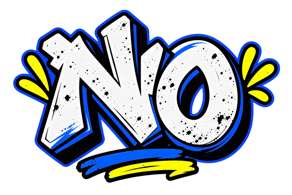 Graffiti style text reading NO