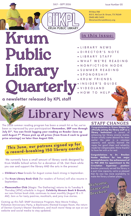 Krum Library Newsletter