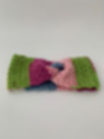 Handmade 1 - 3 years old multicoloured crochet headband front view