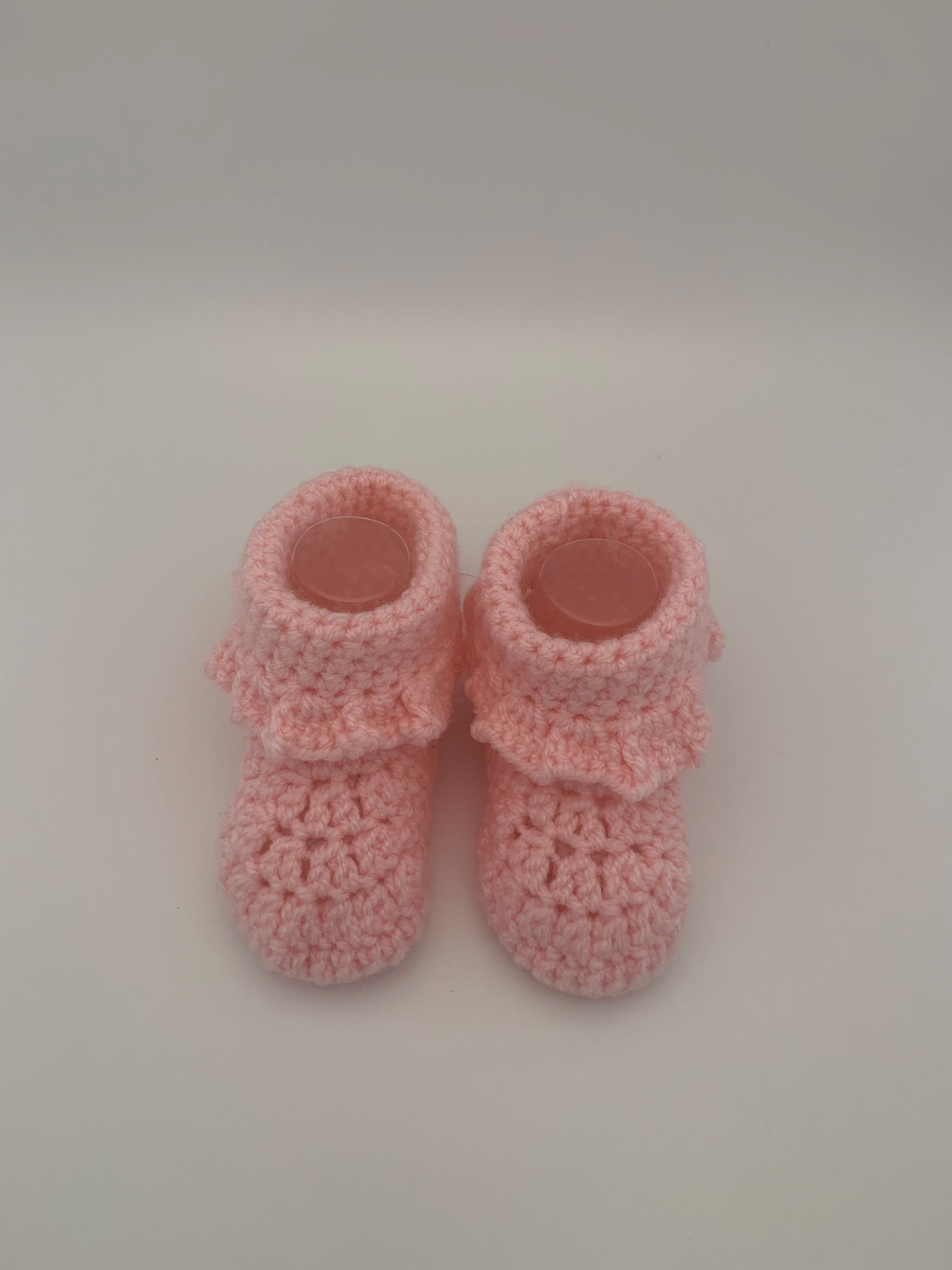 Pink-Frilly-Baby-Booties-Front-View