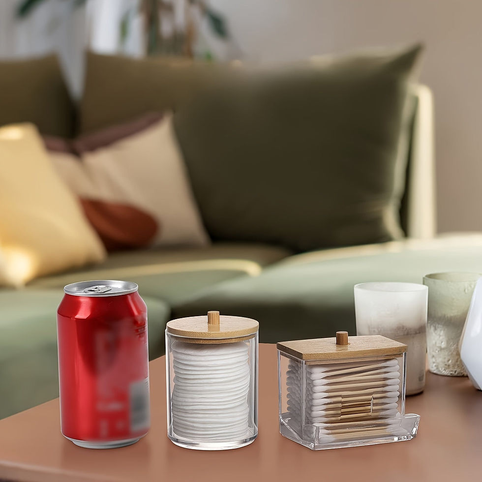Thumbnail: Clear Bathroom Canister Set with Bamboo Lids  3Piece Storage